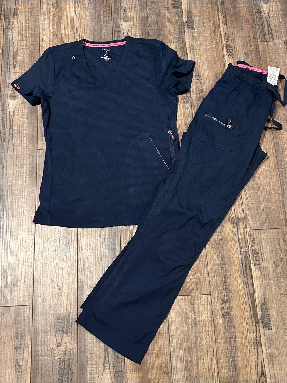 Koi Lite Scrub Set In Navy Blue Size Small Top & XS Petite Pants